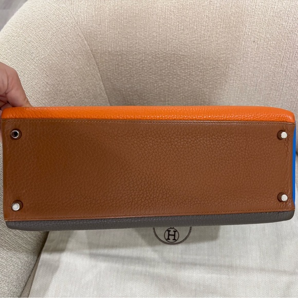 Authentic HERMES limited edition multicolor clemence leather Kelly 35 bag - Picture 6 of 16